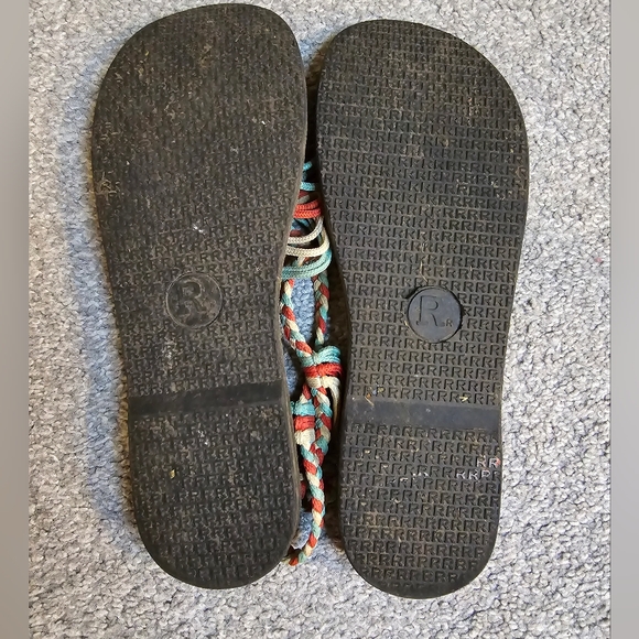 Plaka Seashell Hand Woven Flat Strappy Boho Tribal Aztec Sandal Size 8 - Picture 8 of 8